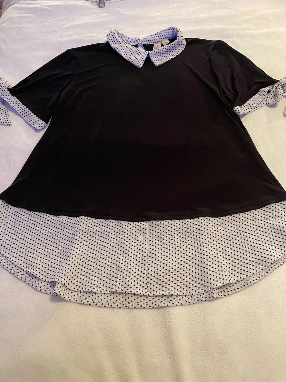 Misia Black Tunic with White Polka Dot Trim